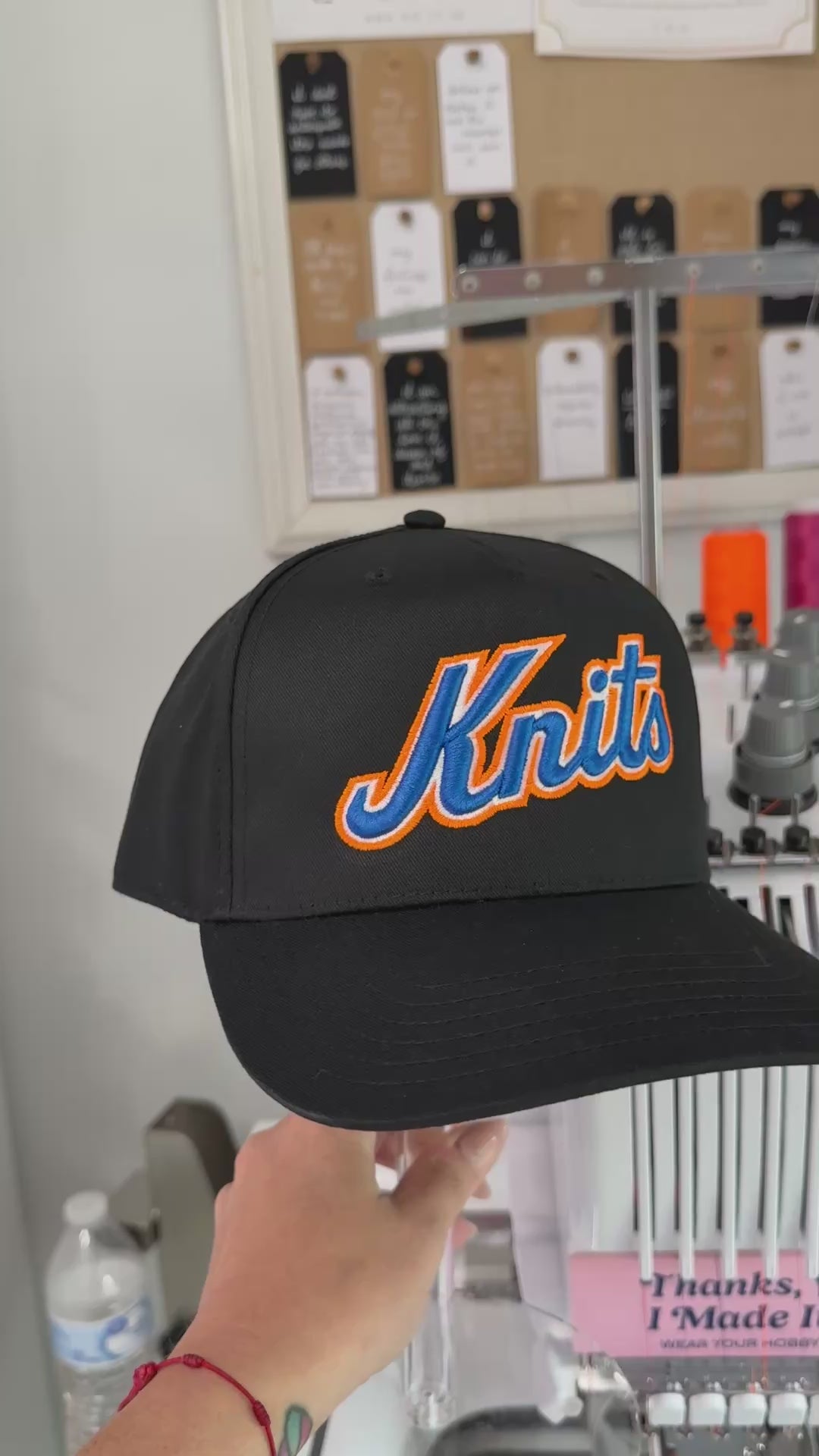 Knits – Black Structured Hat – Blue + Orange Embroidery | TIMI