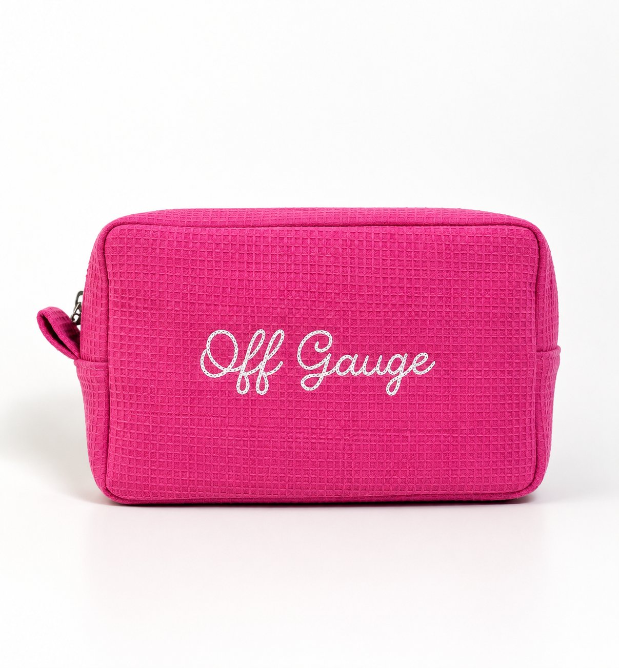 Pink | Make(r) Your Own | The “Just In” Case | Personalized Embroidered Waffle Project Pouch