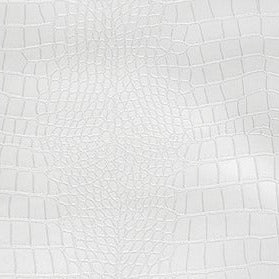 White faux crocodile leather texture with a raised grid pattern, shown as a close-up material swatch.