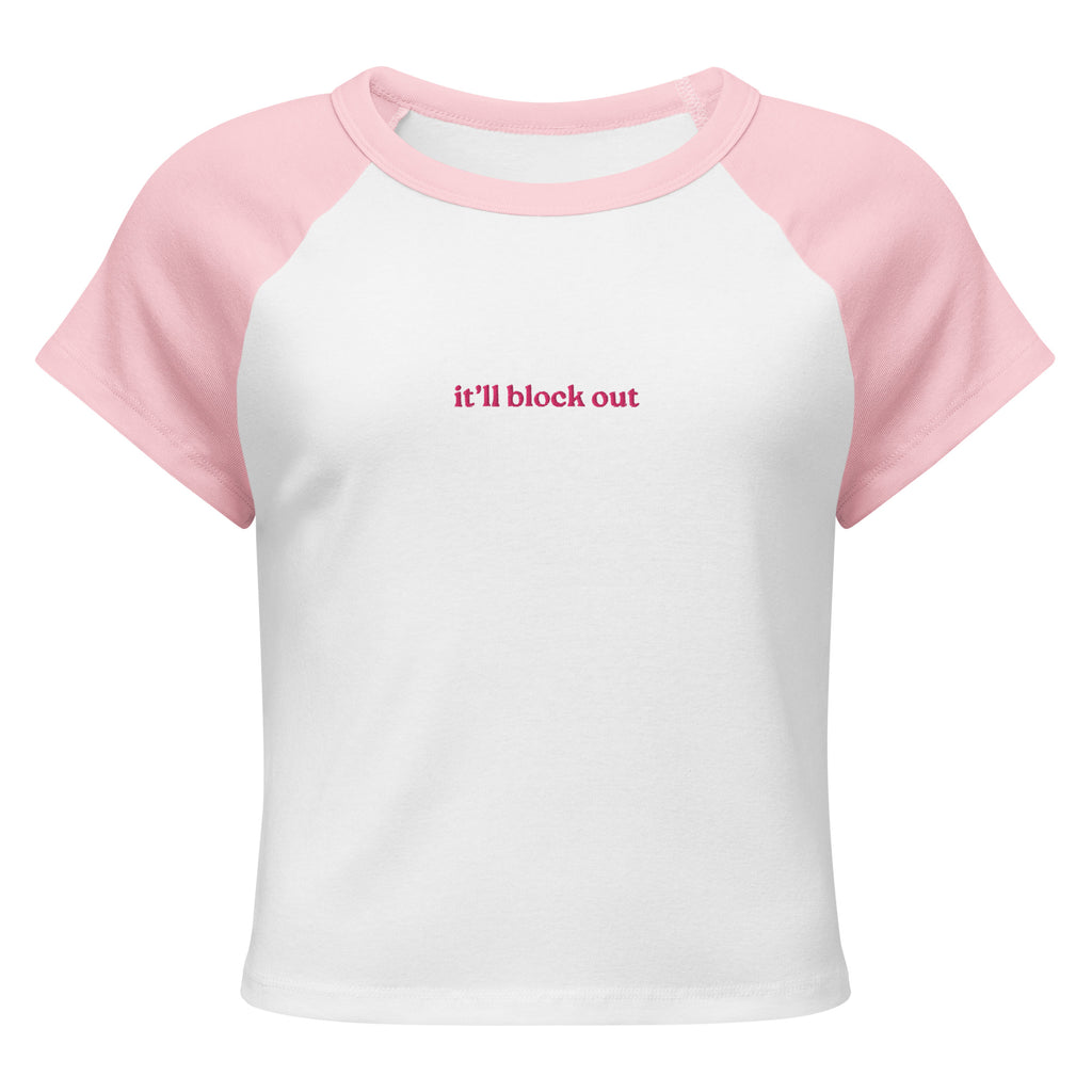 Micro rib raglan baby tee with tonal It’ll Block Out embroidery