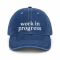 Work in Progress – Medium Denim Hat – White Embroidery | Maker Favorite